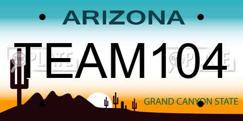 TEAM104 Arizona License Plate
