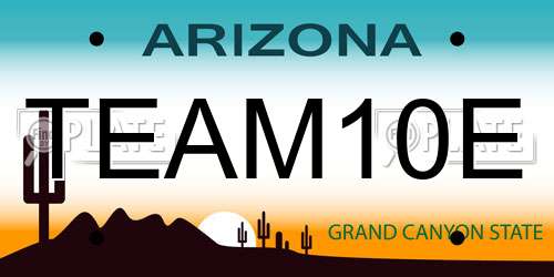 TEAM10E Arizona License Plate