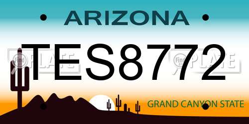 TES8772 Arizona License Plate