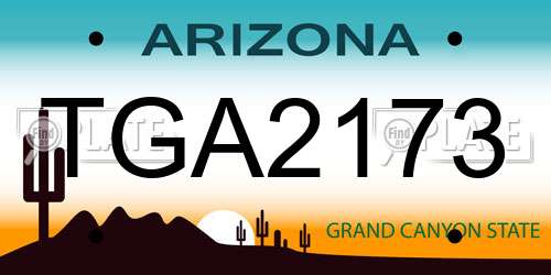 TGA2173 Arizona License Plate