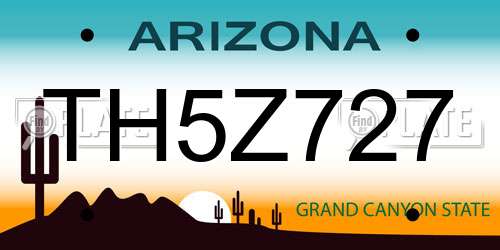 TH5Z727 Arizona License Plate
