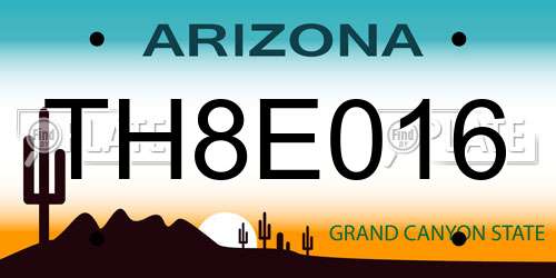 TH8E016 Arizona License Plate