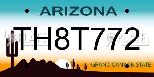 TH8T772 Arizona License Plate