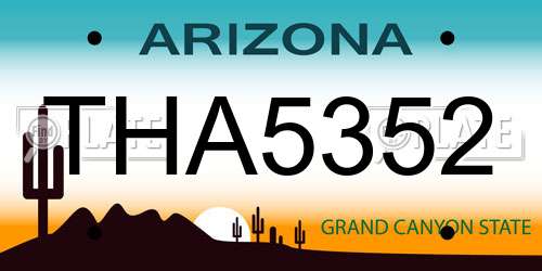 THA5352 Arizona License Plate