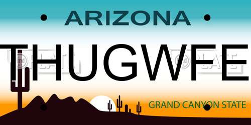 THUGWFE Arizona License Plate
