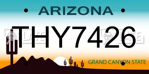 THY7426 Arizona License Plate