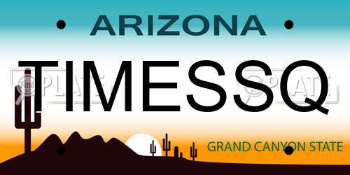TIMESSQ Arizona License Plate