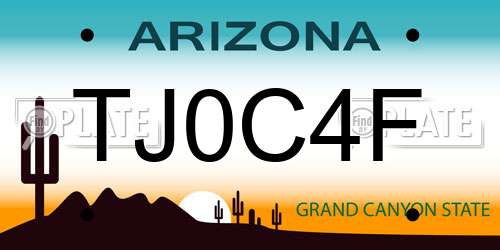 TJ0C4F Arizona License Plate