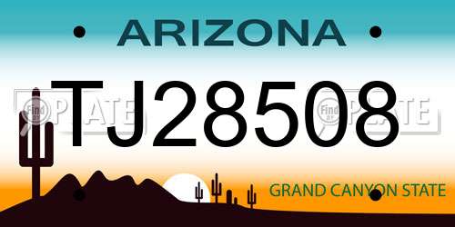 TJ28508 Arizona License Plate