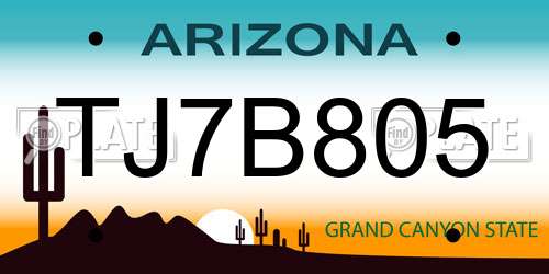 TJ7B805 Arizona License Plate