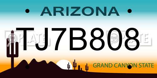 TJ7B808 Arizona License Plate