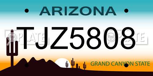 TJZ5808 Arizona License Plate