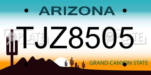 TJZ8505 Arizona License Plate