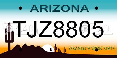 TJZ8805 Arizona License Plate