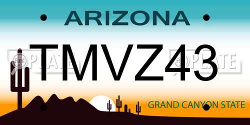 TMVZ43 Arizona License Plate