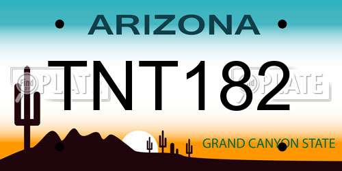 TNT182 Arizona License Plate