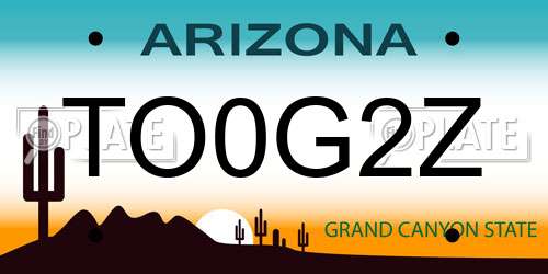 TO0G2Z Arizona License Plate