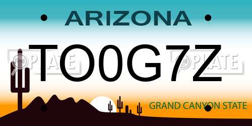 TO0G7Z Arizona License Plate