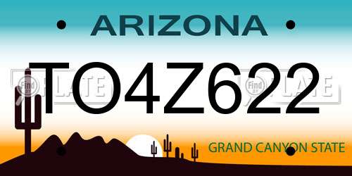 TO4Z622 Arizona License Plate