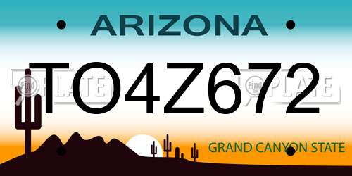TO4Z672 Arizona License Plate
