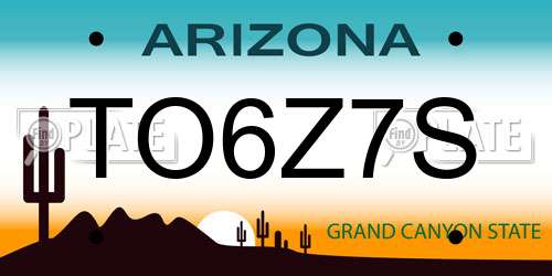TO6Z7S Arizona License Plate