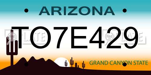 TO7E429 Arizona License Plate