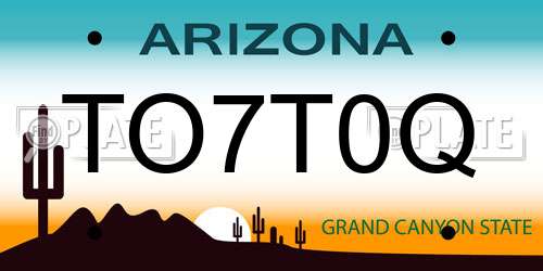 TO7T0Q Arizona License Plate