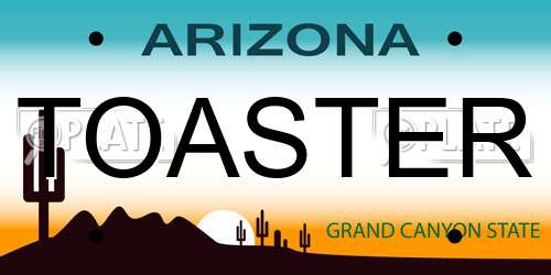 TOASTER Arizona License Plate