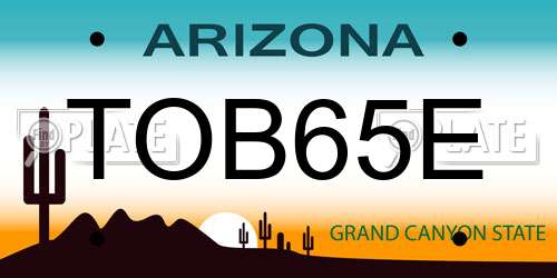 TOB65E Arizona License Plate