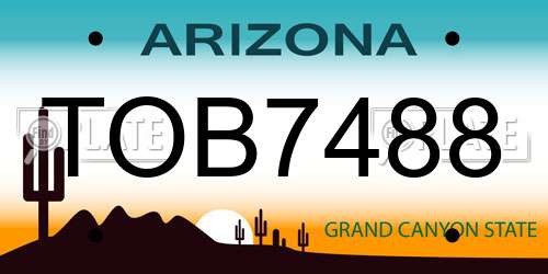 TOB7488 Arizona License Plate
