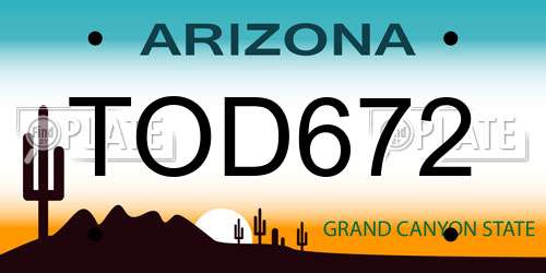 TOD672 Arizona License Plate