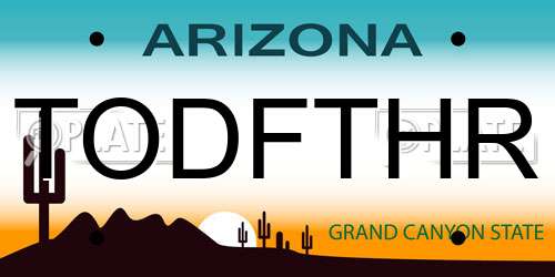 TODFTHR Arizona License Plate