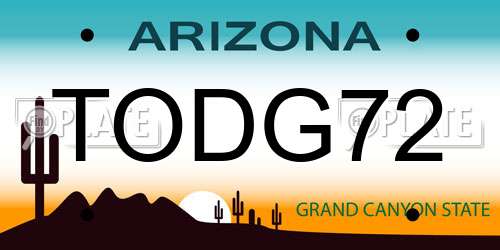 TODG72 Arizona License Plate