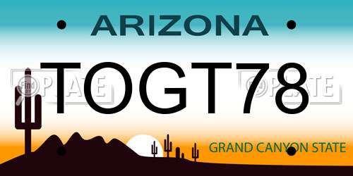 TOGT78 Arizona License Plate