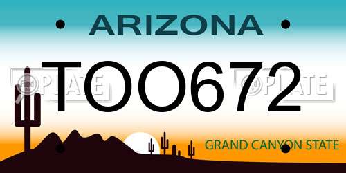 TOO672 Arizona License Plate