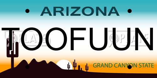 TOOFUUN Arizona License Plate
