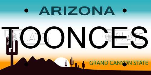 TOONCES Arizona License Plate