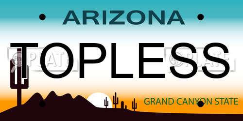 TOPLESS Arizona License Plate