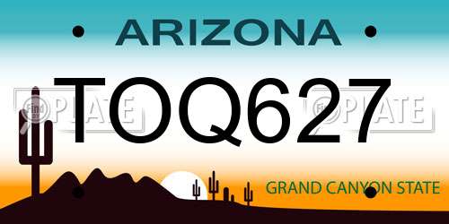 TOQ627 Arizona License Plate