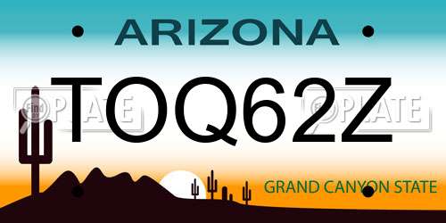 TOQ62Z Arizona License Plate