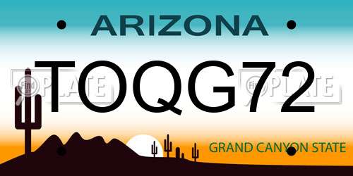 TOQG72 Arizona License Plate