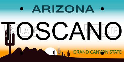 TOSCANO Arizona License Plate