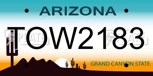 TOW2183 Arizona License Plate