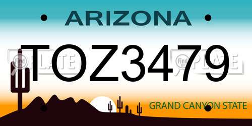 TOZ3479 Arizona License Plate
