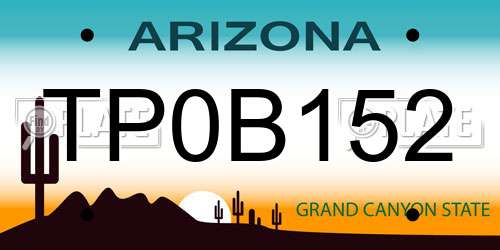 TP0B152 Arizona License Plate