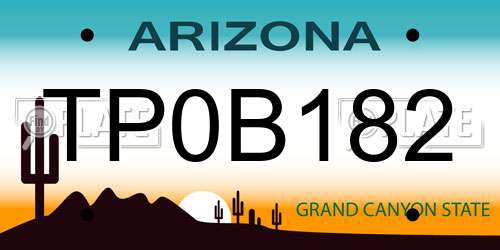 TP0B182 Arizona License Plate