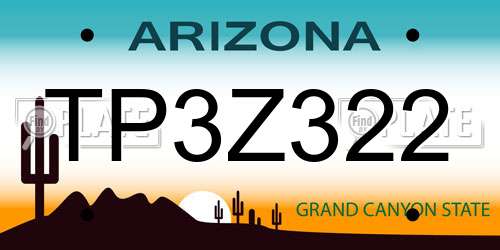 TP3Z322 Arizona License Plate