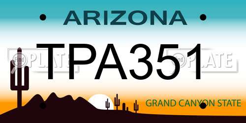 TPA351 Arizona License Plate
