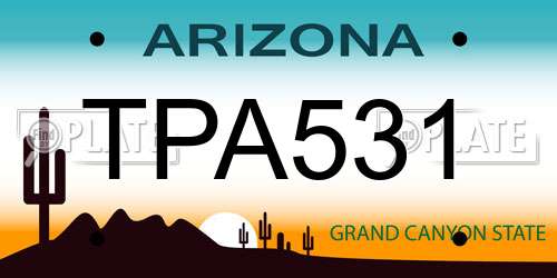 TPA531 Arizona License Plate