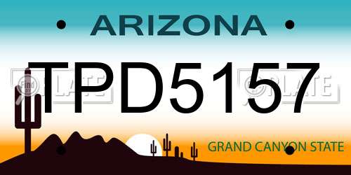 TPD5157 Arizona License Plate